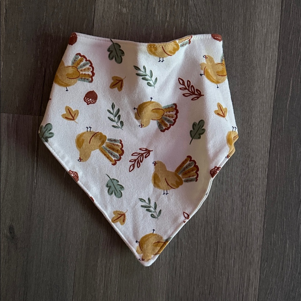 Carter's White and Yellow Turkey Print Bib